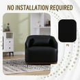 thumbnail image 4 of Swivel Barrel Chair, Comfy Round Accent Sofa Chair for Living Room, 360 Degree Swivel Barrel Club Chair, Leisure Arm Chair for Nursery, Hotel, Bedroom, Office, Lounge (Black PU), 4 of 9