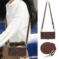 Allytech for Samsung Galaxy A32 5G Crossbody Case, Wallet Purse Handbag Case with Shoulder Strap Neck Strap Card Slots Pocket PU Leather Magnetic Flip Kickstand Cover for Galaxy A32 5G (2021), Brown