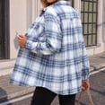 thumbnail image 3 of Hsovts Women Buffalo Plaid Flannel Shirt, Long Sleeve Button Down with Dual Chest Pockets Loose Fit Tartan Checkered Casual Outerwear for Fall Winter Camping Daily Streetwear Blue L, 3 of 3