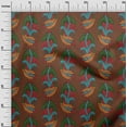 thumbnail image 2 of oneOone Cotton Poplin Twill Brown Fabric Leaves & Paisley Block Fabric For Sewing Printed Craft Fabric By The Yard 56 Inch Wide, 2 of 4