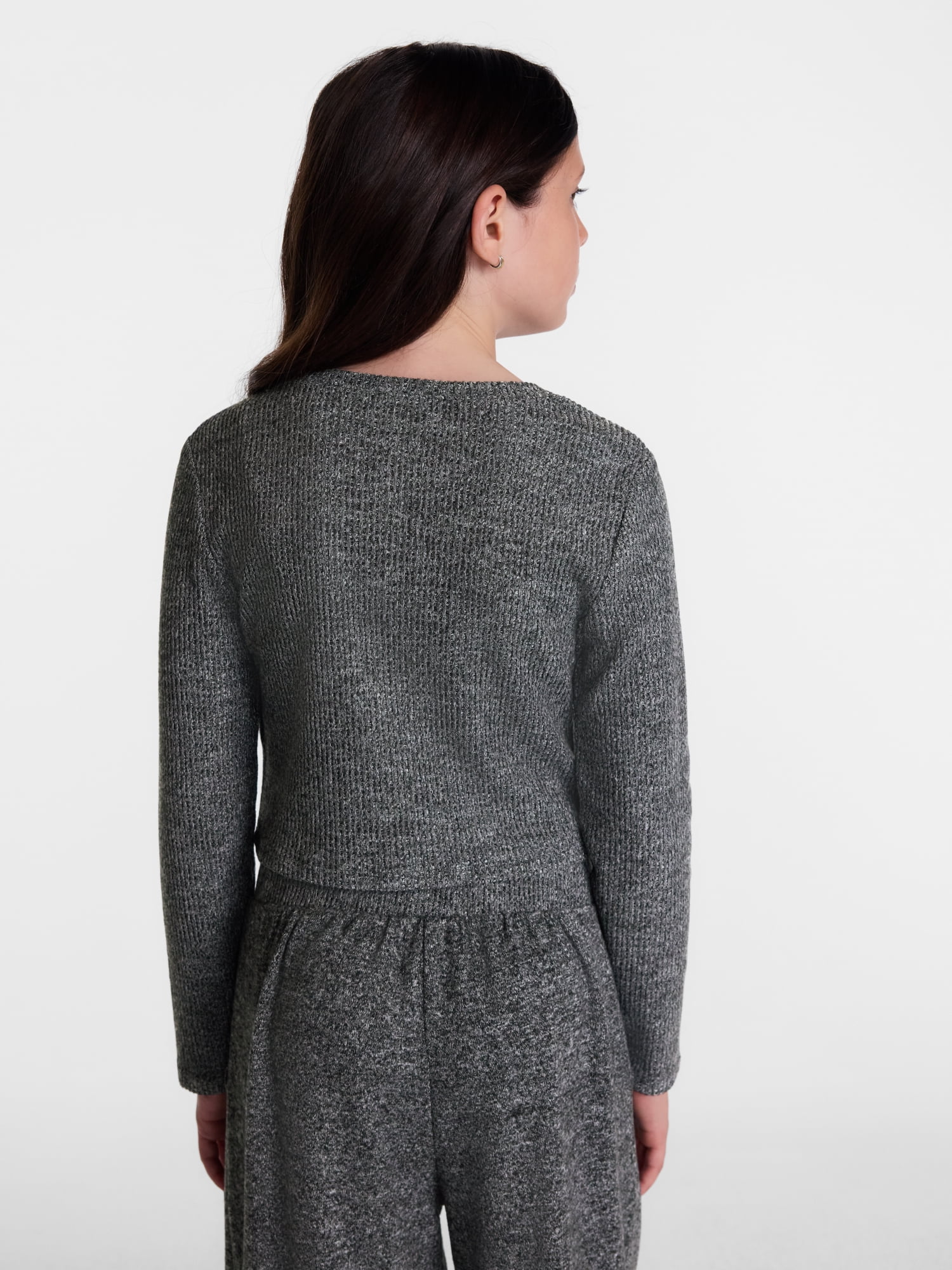 Weekend Academy Girls Ribbed Button Front Top with Long Sleeves, Sizes 4-18
