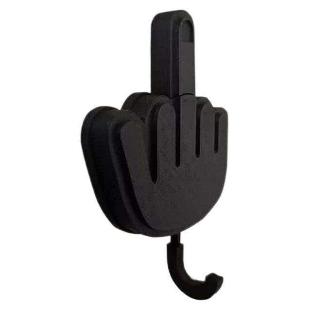 Colgador de Llaves Dedo Medio - Soporte Adhesivo para Pared Decorativo Negro