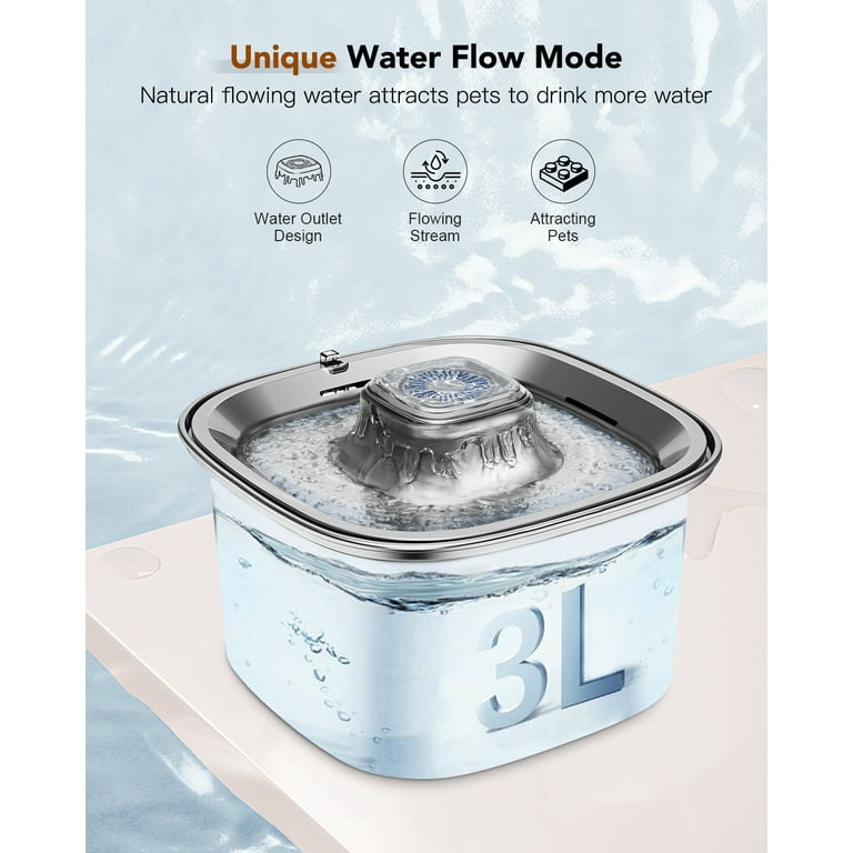 UPSKY Cat Water Fountain Stainless Steel 101oz/3L Cat Fountain for Drinking,  Pet Water Fountain for Cats Indoor - Walmart.com