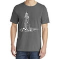 thumbnail image 2 of Wild Bobby,Lighthouse Nautical Sea Coastal Vibes, Streetwear, Garment-Dyed Washed Look Short Sleeve T-Shirt, Charcoal, 2XL, 2 of 3