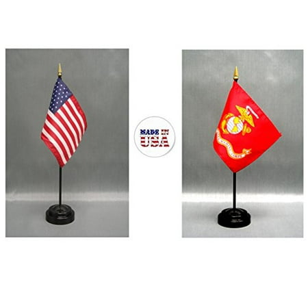 American Flag Marine Made in The USA. 1 American and 1 United States Marine Corps 4