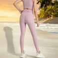 thumbnail image 4 of High Waist Seamless Leggings with Stretchy Compression Fit- Large, Pink, 4 of 6
