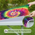 thumbnail image 6 of Colorful Tie Dye Pattern Square Fitted Tablecloth with Elastic Edge,Square Table Cover,Washable Elastic Table Cover for Home Kitchen Party Decor 34"x34", 6 of 6