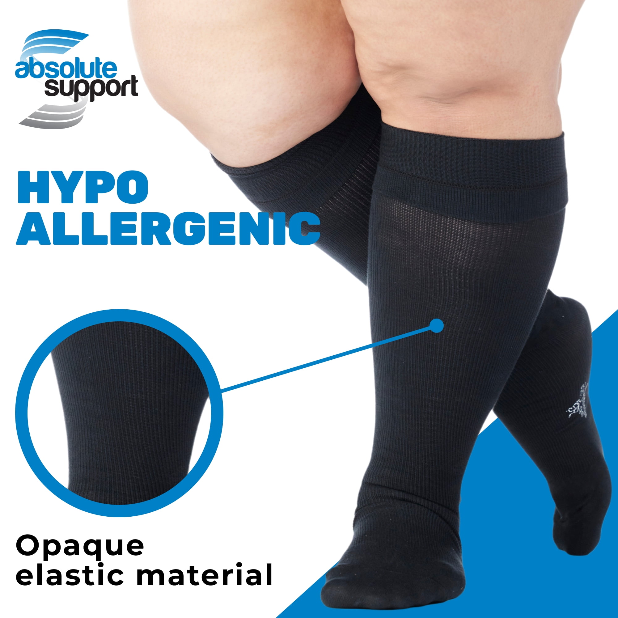(3 Pairs) Made in USA - Unisex Compression Knee High 20-30 mmHg - Black, Large