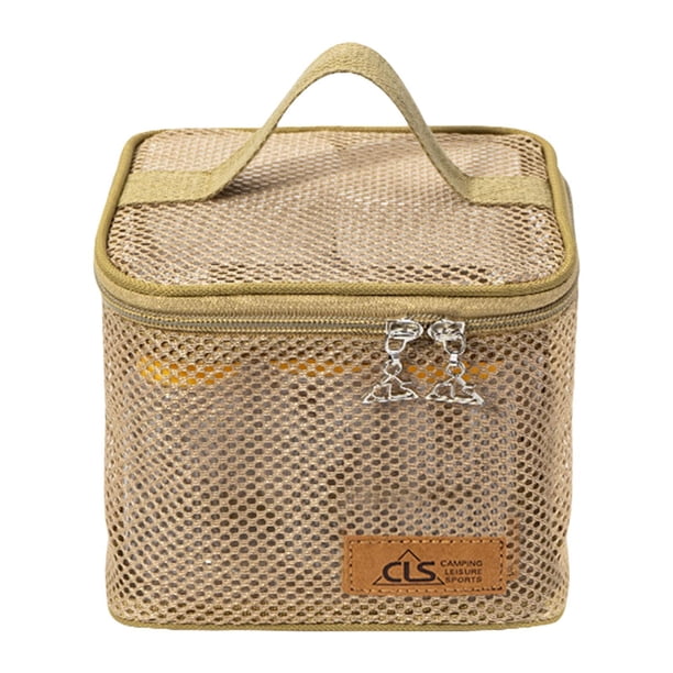6 recipientes para condimentos de camping con bolsa de transporte, transparentes, para almacenar alimentos. Caqui