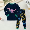 thumbnail image 2 of Hessimy Toddler Boys Girls Summer Cute Cartoon Print 2Pcs Thermal Underwear Warm Spring Shirt Pants Comfy Set, Summer Spring Comfort(Dark Green,7-8 Years), 2 of 5