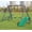 Green+Yellow, variant on 5 in 1 Outdoor Metal Swing Set with Seesaw Swing, Playground Swing Sets with Heavy-Duty A-Frame Metal Outdoor Stand, Swing Slide Playset for Kids with Basketball Hoop