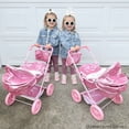 thumbnail image 5 of Olivia's Little World Baby Doll Bassinet Pram with Cover with Retractable Canopy & Storage, Hot Pink Glitter, 5 of 9