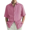 thumbnail image 2 of Lumtrix Men's Short Sleeve Button Down Bowling Shirts Hawaiian Casual Printed Summer Regular Fit Shirt Pink M, 2 of 4