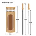 18oz Glass Tumbler with Bamboo Lid and Straw Boba, Iced Coffee