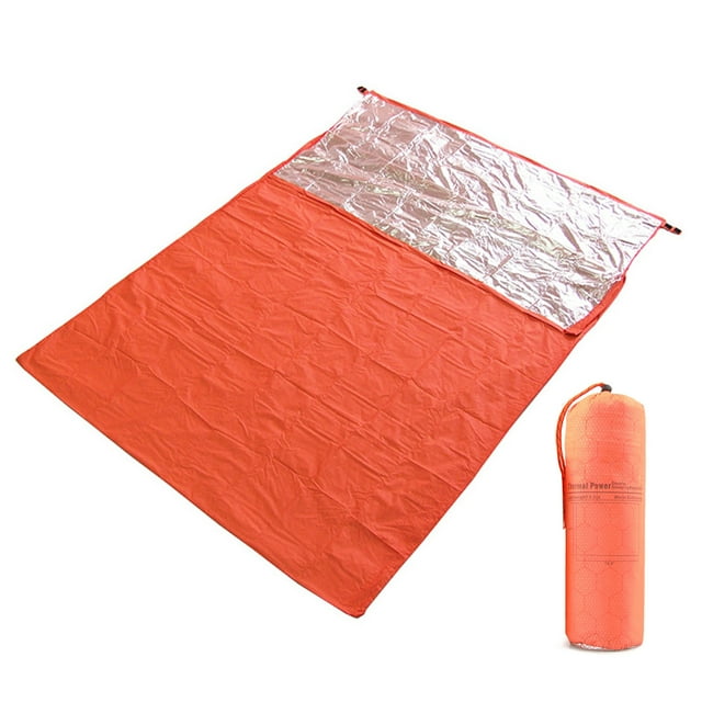 Graflsoa Sac de Couchage Isolé Compact à Double Couche pour Aventures en Plein Air, Léger et Résistant à l'Eau, Idéal pour le Camping, la Randonnée et l'Utilisation d'Urgence, Orange, Design Neutre