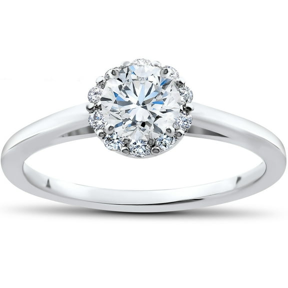 Empire Jewel Brilliant 2 Ct Round Cut VVS1/D Lab Created Diamond Engagement Ring - Stamped 14k White Gold Over Diamond Simple Anniversary Rings - Solitaire Wedding Rings - Halo Anniversary Gifts