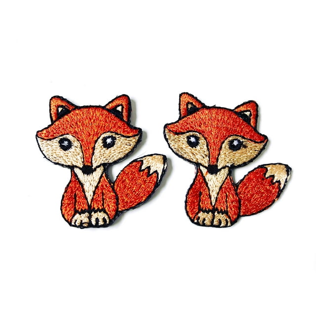 Th Juego De Tamaño En Miniatura 2 Pequeños Y Lindos Logotipos De Dibujos Animados De Zorro Marrón Bordados Para Coser Y Planchar En Parches Para Mochilas, Jeans, Ropa, Etc.