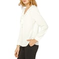 thumbnail image 5 of Allegra K Women's Ruffle V Neck Office Button Front Vintage Blouse, 5 of 7