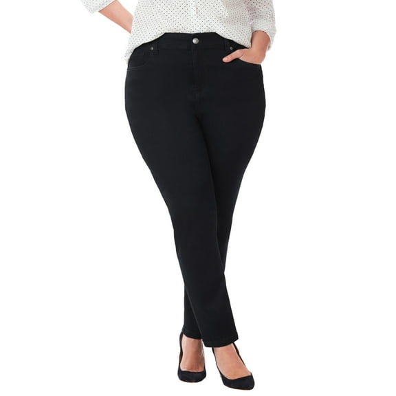 Catherines Women's Plus Size Petite Sateen Stretch Curvy Pant