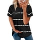 thumbnail image 3 of Camiseta de algodón a rayas para mujer, camiseta de manga corta con cuello redondo, Tops holgados informales, ropa de calle para mujer 2022, 3 of 4