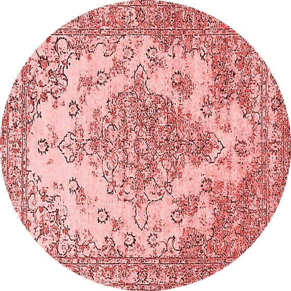 Ahgly Company Indoor Round Oriental Red Industrial Area Rugs, 5' Round