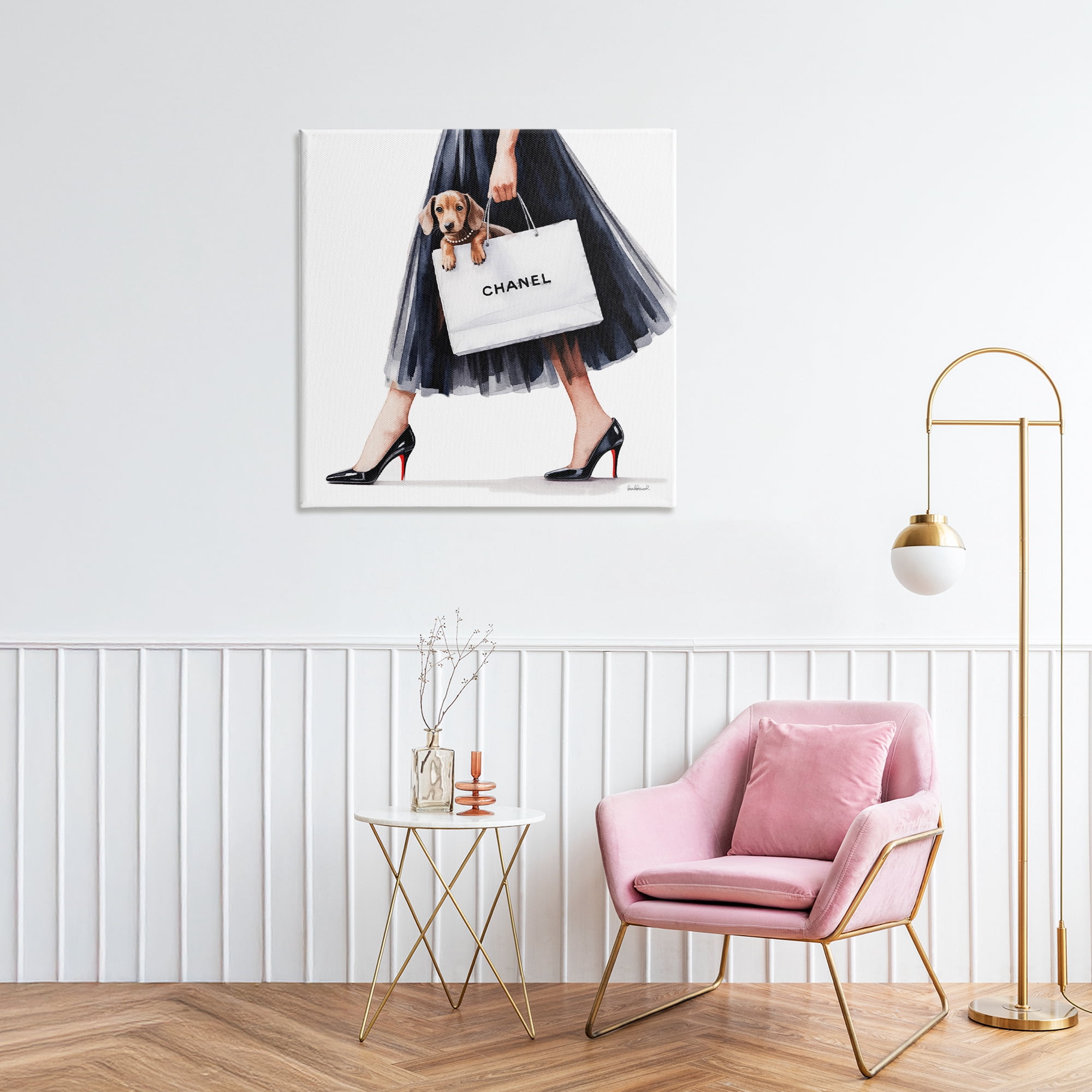 Stupell Industries Elegant Dog & Shopping Bag Canvas Wall Art, design by Amanda Greenwood