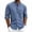 Blue, variant on Men's Vertical Striped Mandarin Collar Linen Shirt Long Sleeve Button Down Pocket Lightweight Casual Summer Beach Shacket Blue S