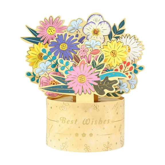 Paper Love Flower Bouquet Pop Up Card,Handmade 3D Popup Greeting Cards，Flower Basket Pop Up Card, Freshcut Paper Pop Up Cards for Mothers Day, Valentines Day, Wedding,Thank You, All Occasion