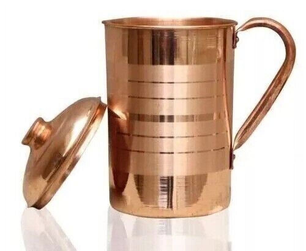 Pure Copper Handmade Jug Water Pitcher 1.5 L & 2 Glasses 300 ml Storage Healthy