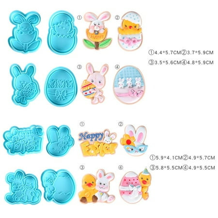 

6/8 Pcs/Set DIY Christmas Cartoon Biscuit Mould Cookie Cutter 3D Biscuits Mold Easter Plastic Baking
