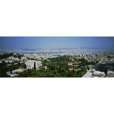 - High angle view of a city Acropolis Athens Greece Poster Print