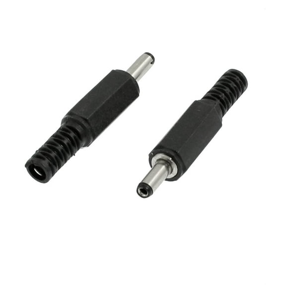 Unique Bargains 2 Pcs Black Silver Tone 1.35mm x 3.5mm DC Power Male Connector Jack Adapter