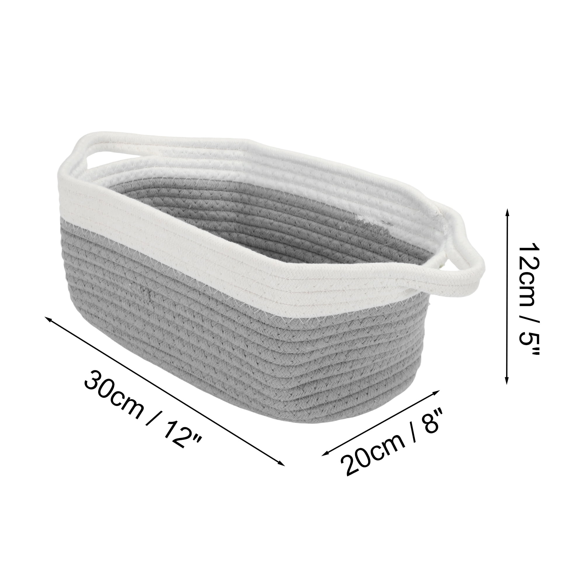 Unique Bargains Durable Woven Gift Decorative Basket Set 12x8x5 Inches Gray, White