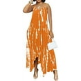thumbnail image 4 of Women's sling dress， Print Strap Sexy V-Neck Sexy Slim Fit Loose Pockets Irregular Hem Novelty Tie-Dye Maxi Dress For Women, 4 of 8