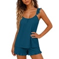 thumbnail image 5 of jobturf Ruffle Pajamas for Women 2 Piece Sets Loose Fit Cute Lounge Set Scoop Neck Tank Top and Shorts Matching Pj Outfits S-XXL, 5 of 6