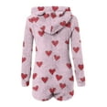 thumbnail image 5 of FRSASU Pajamas Shorts Jumpsuit for Womens Warm Hooded with Ear Heatr Print Romper Zipper Sleepwear Playsuit with Pocket Pink, 5 of 5