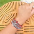 thumbnail image 3 of 1 Pcs Heart Leather Wrap Bracelets Stackable Boho Cuff Bangles Trendy Resin Stone Rhinestone Bracelets With Magnetic Clasp For Women Christmas Gift, 3 of 5