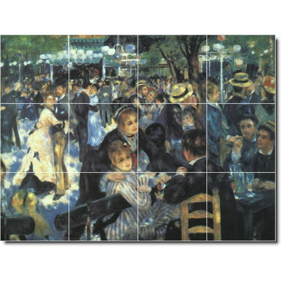 Ceramic Tile Mural-Auguste Renoir People Bathroom Tile Mural 9. 17" w x 12.75" h using (12) 4.25 x 4.25 ceramic tiles