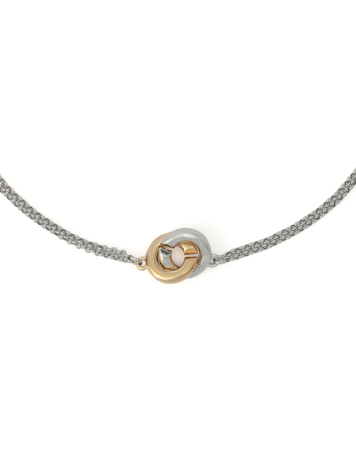 Madden NYC Women's Fashion Two-tone Interlocking Ring Pendant Necklace