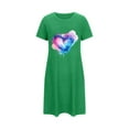 thumbnail image 5 of Bnwani Long Nightgowns for Women Fashion Oversized Crew Neck Short Sleeve Printed Green Size S-XXL, 5 of 5