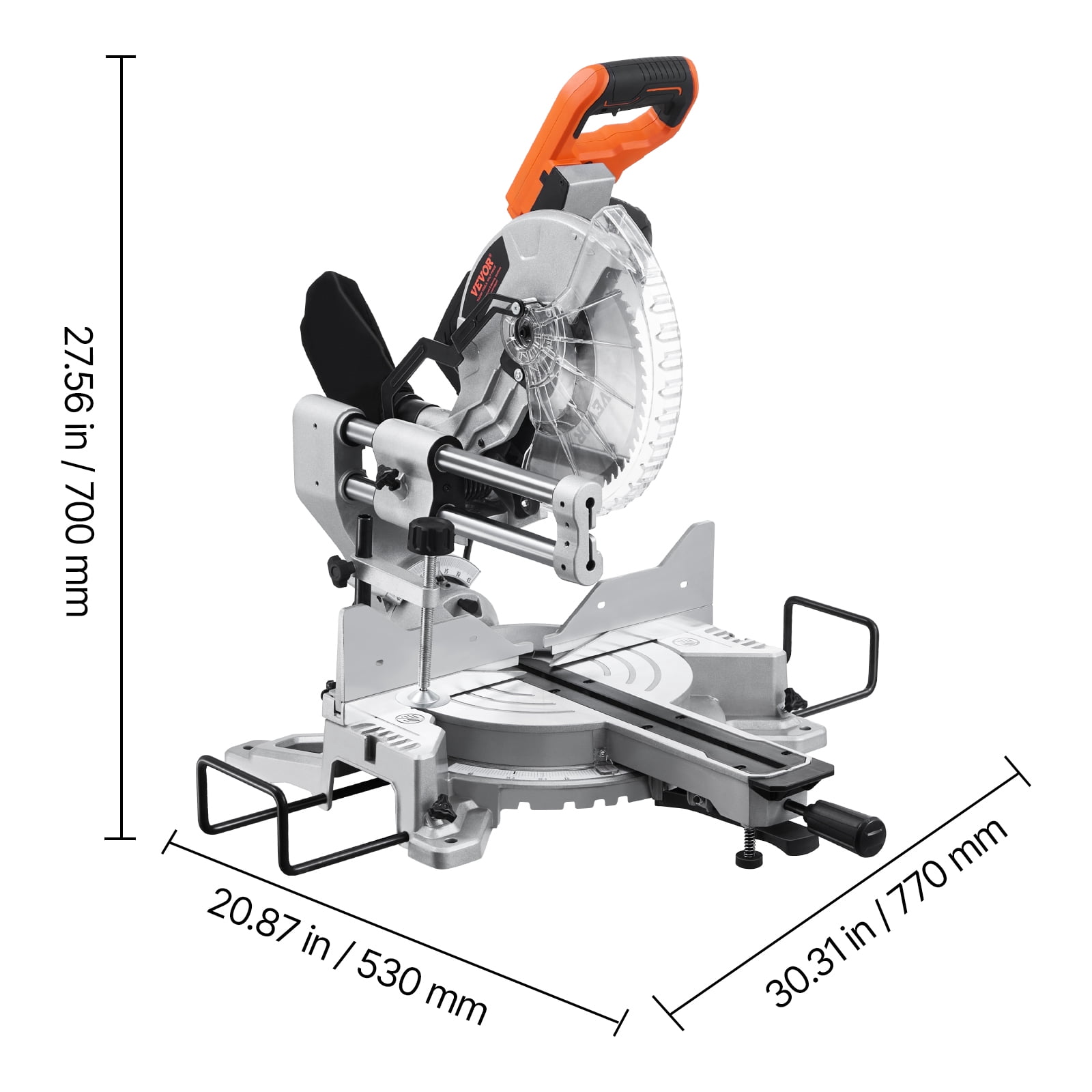 VEVOR Sliding Compound Miter Saw, 10-Inch Blade, 15 Amp Motor, 60-Tooth, Corded Double Bevel Sliding Miter Saw, LED Precision Alignment, Angle Adjustable, for Wood, Composite Decking, Laminates