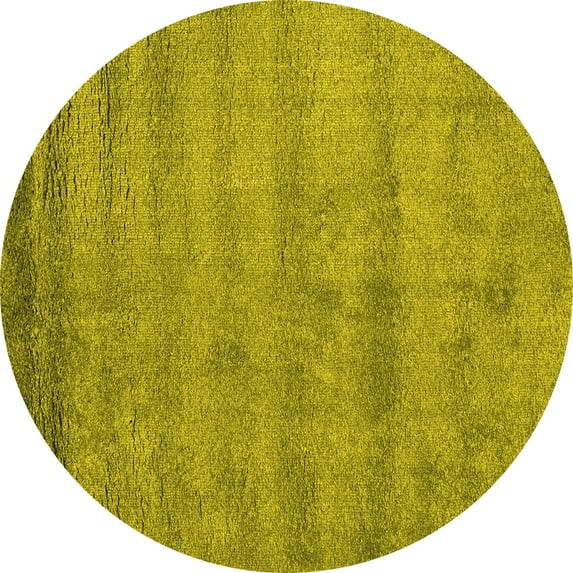 Ahgly Company Indoor Round Abstract Yellow Contemporary Area Rugs, 3' Round