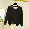 thumbnail image 1 of Ropa interior térmica Tops de moda para mujer de invierno de manga larga con cuello redondo cómodos sólidos blusas regulares para mujer blusa de poliéster, 1 of 6