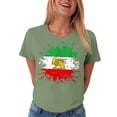 thumbnail image 5 of GEWSEY Women's Lion Sword Sun Iran Flag Crew Neck Short Sleeve Cotton T-Shirt (Light Green, M), 5 of 6