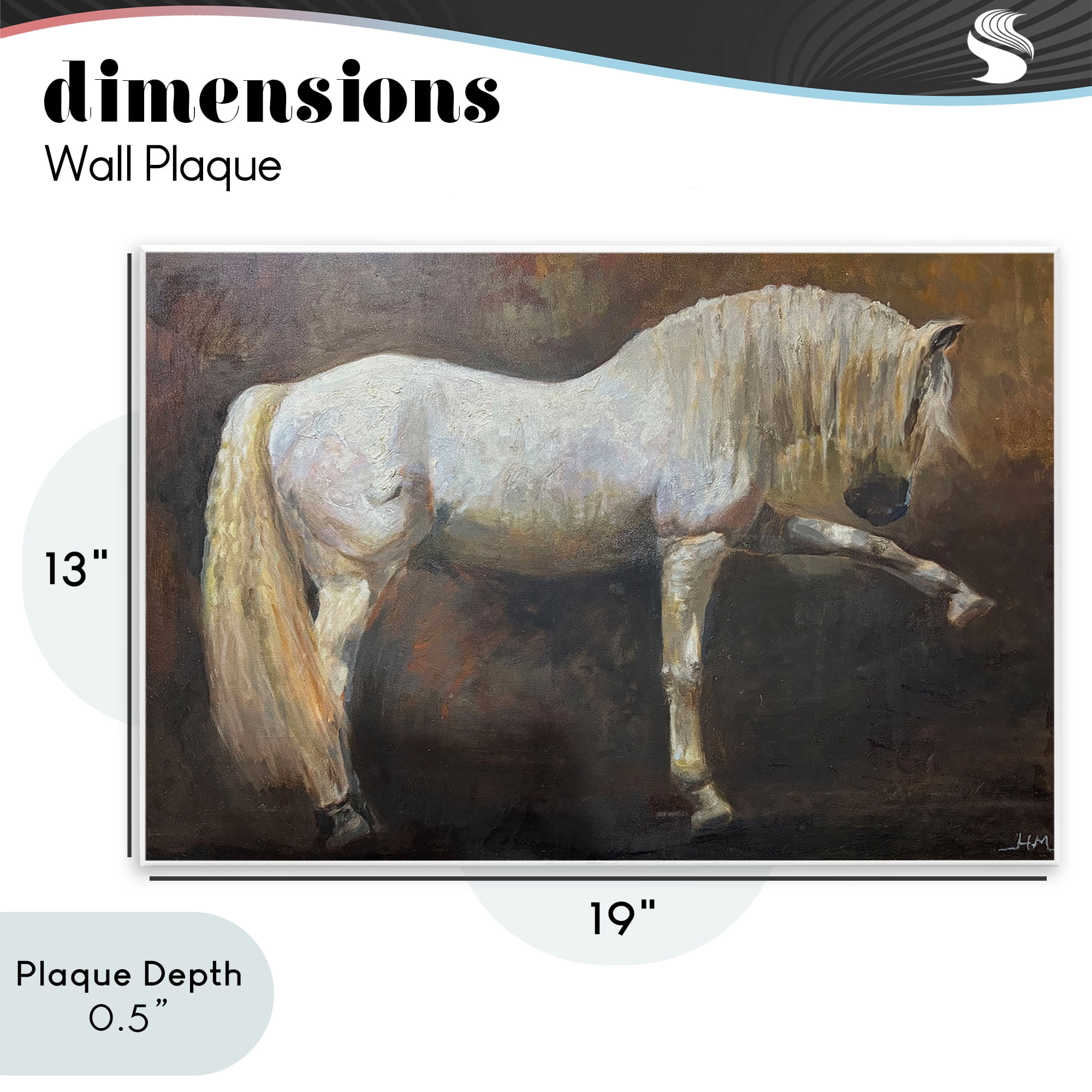 Stupell Industries Elegant White Stallion in Motion Wall Plaque Art, design by Hilary McCarthy
