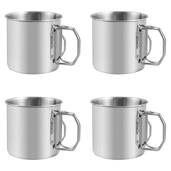 COURAGEDG Stainless Steel Camping Cup With Foldable Handle Durable Stainless Steel Cup Outdoor Cup For Backpacking 700ml 4PCS Outdoor Drinking Glasses Housewares Kitchen Glasses