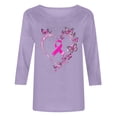 thumbnail image 4 of VKOYWKM Women's Breast Cancer Awareness Shirt 3/4 Sleeve Pink Ribbon Graphic Crewneck Soft Casual Support Top, 4 of 4