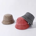 thumbnail image 5 of SikaFu New spring and summer pure color made old washed cotton basin hat men and women versatile leisure sunshade fisherman hat, 5 of 6