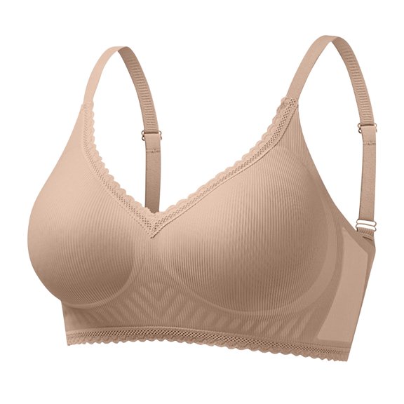 SPZTSX Wirefree Seamless V Neck T Shirt Bra for Women Comfortable Push Up Breathable Bralette with Adjustable Straps Everyday Wear