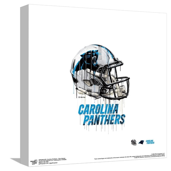 Gallery Pops NFL Carolina Panthers - Drip Helmet Canvas Wall Art, Unframed Version, 12" x 12"